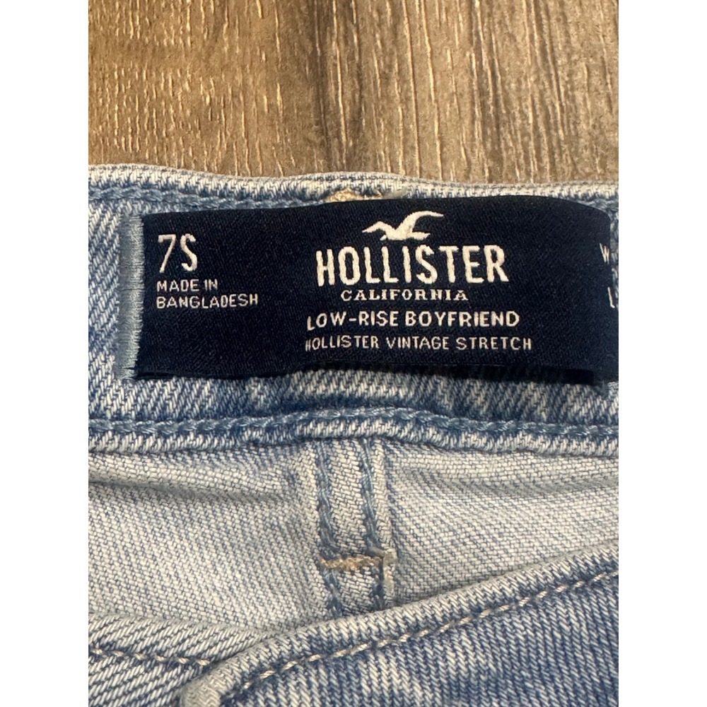 Hollister Low-Rise Boyfriend Jeans Light Wash Distressed Vintage Stretch 7S W28 - Picture 2 of 10